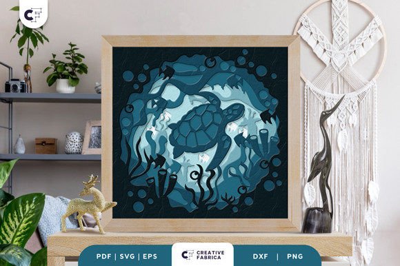Download Sea Turtle 3D Shadow Box Paper Cut - Premium Resources