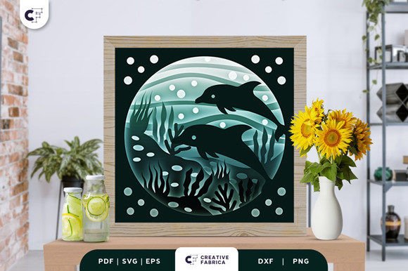 Download Dolphin 3D Light Box Papercut - Premium Resources
